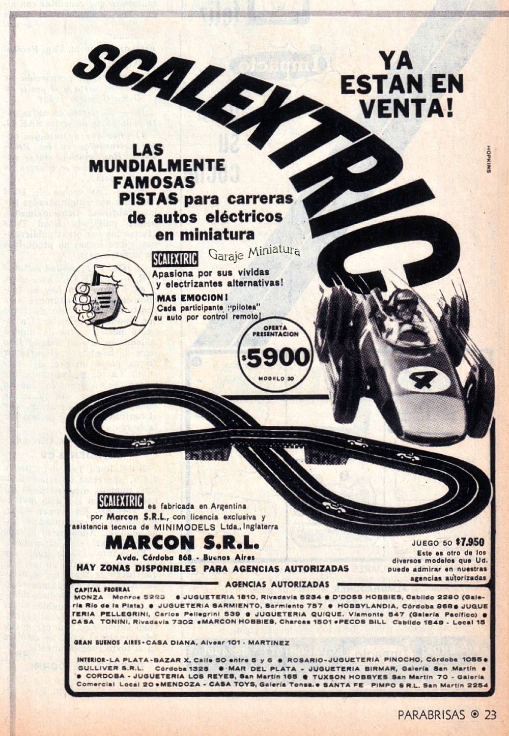 Scalextric y una vieja publicidad del año 1965
