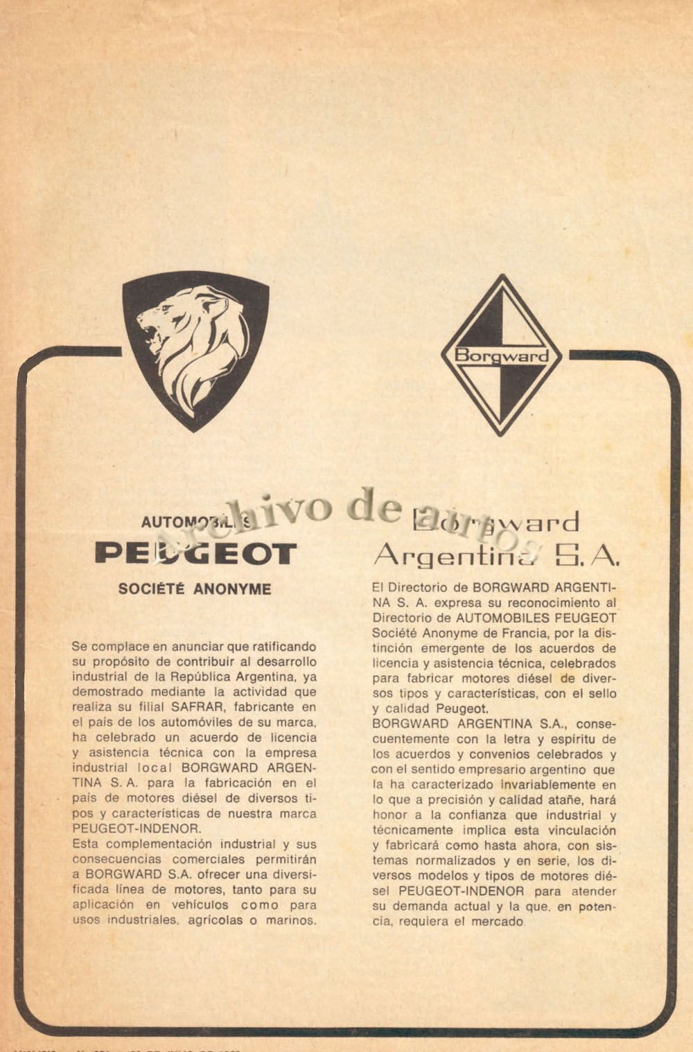 Vieja publicidad de Borgward Argentina y el motor Indenor