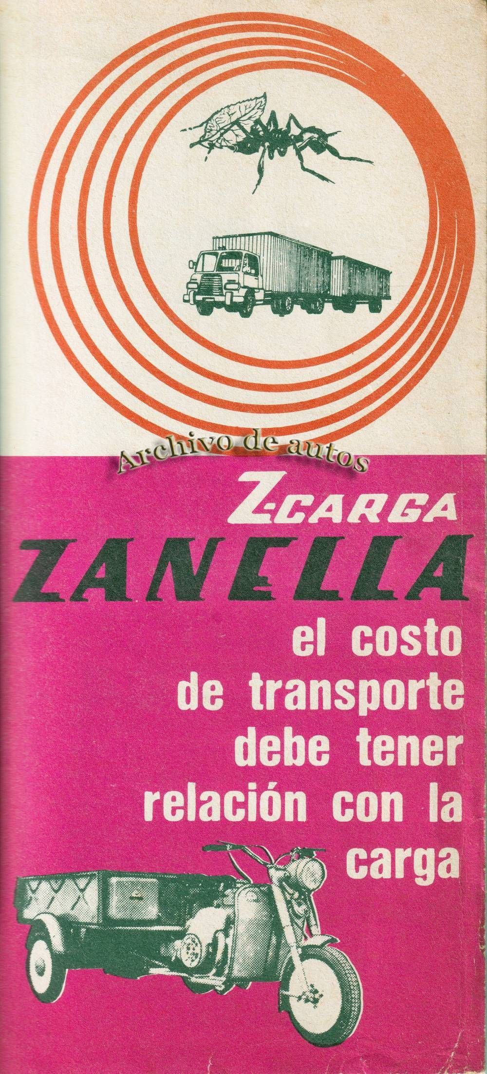 Folleto del triciclo Zanella Z-Carga de los setenta