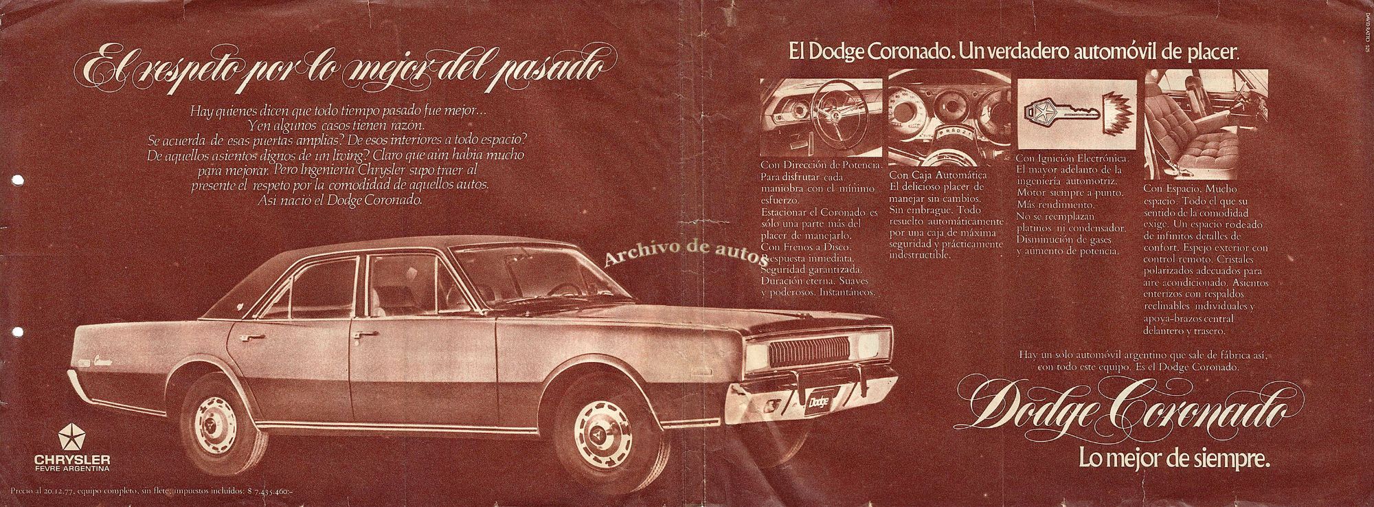 Dodge Coronado, un auto de lujo en la década del setenta