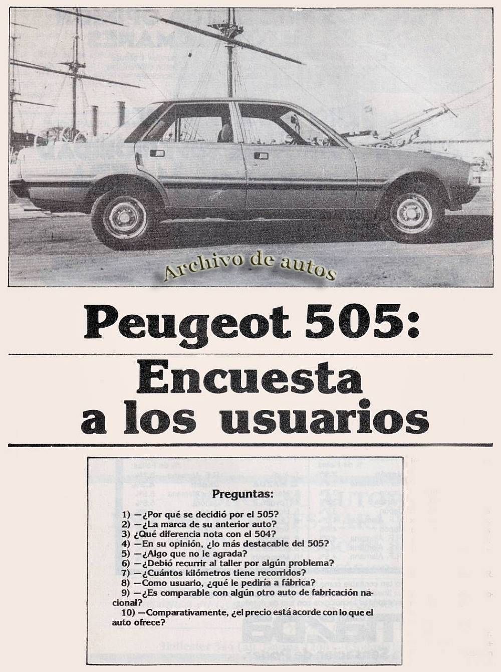Peugeot 505 y una encuesta a usuarios del año 1983