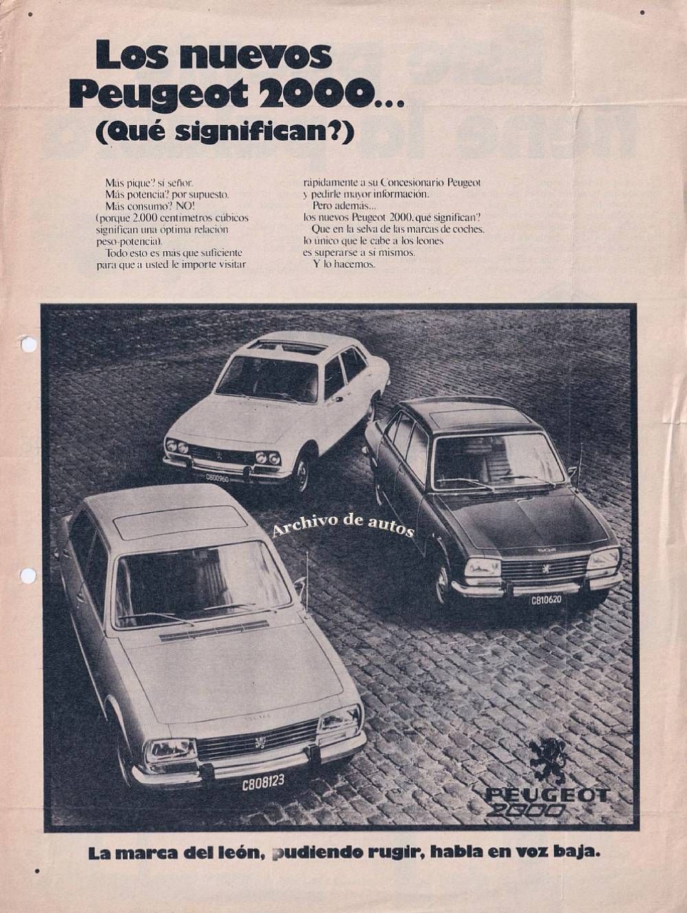 Peugeot 504 2000 en una vieja publicidad de 1976