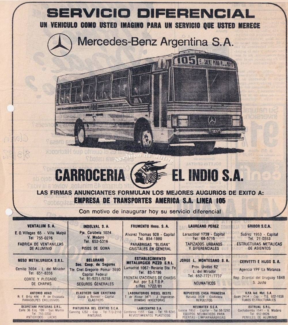 El servicio diferencial de la Línea 105 del año 1982