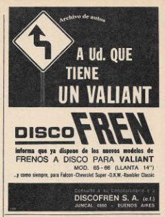 Discofren y su freno a disco para el Valiant