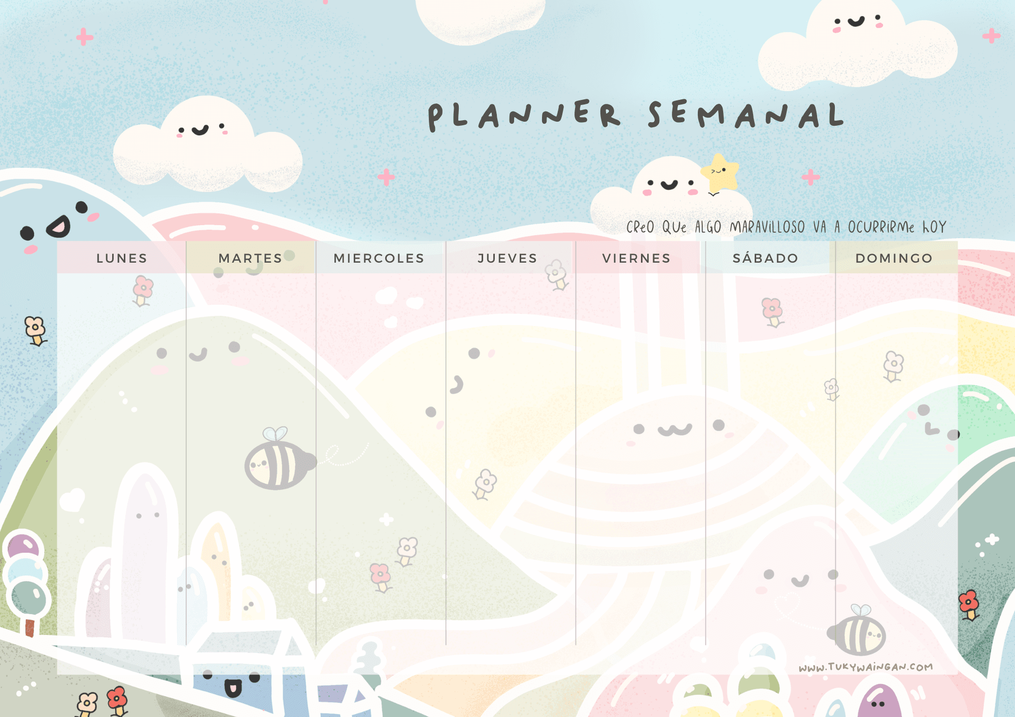 Planner paisaje Kawaii de montañas