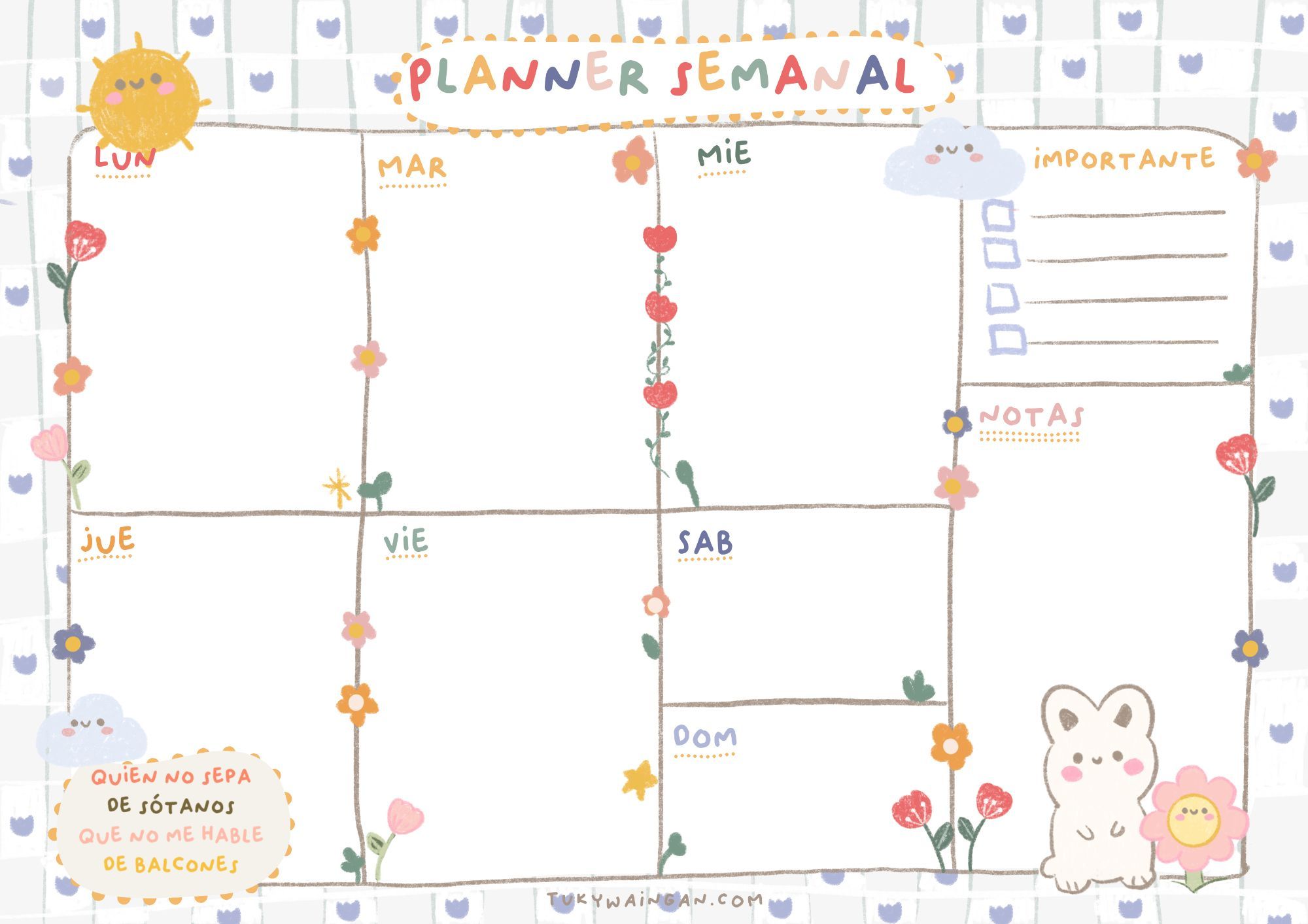 Un planner de conejito kawaii