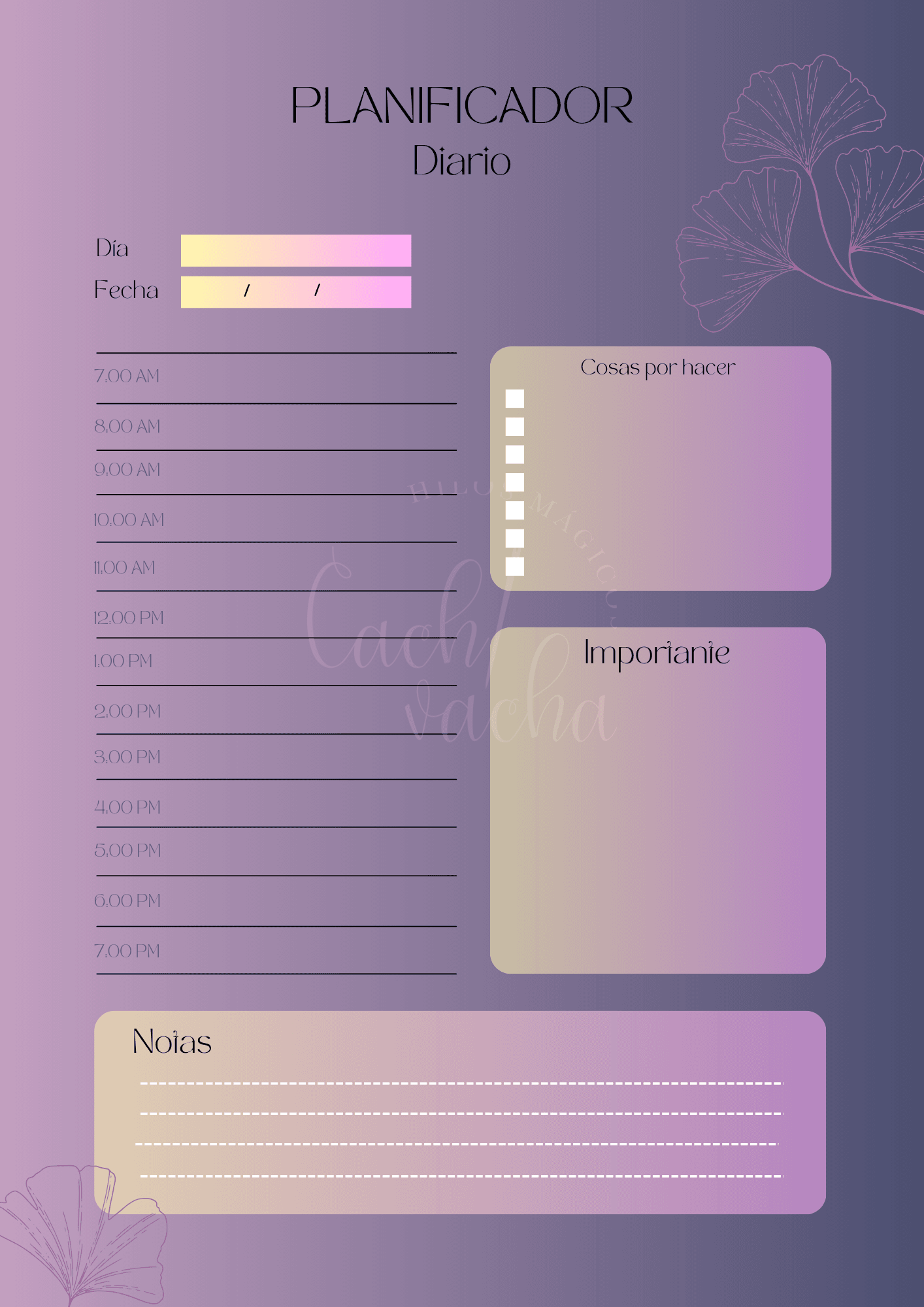 Planner diario x 7 días
